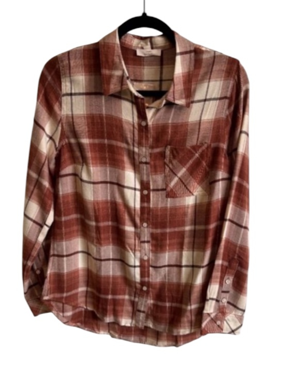 NWT! Como Vintage Soft Flannel Shirt in Clay and Ivory Plaid